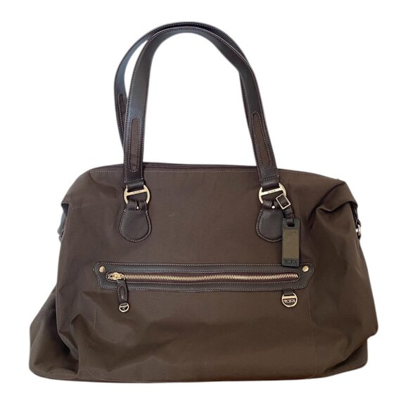 TUMI  Brown Nylon and Leather Tote Travel Carry-On Bag - Picture 1 of 16